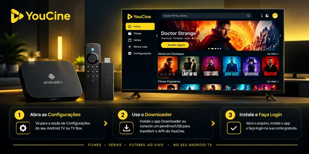 YouCine TV: Instalar em Smart TV, TV Box e Fire TV (2026) 2 YouCine on Android TV